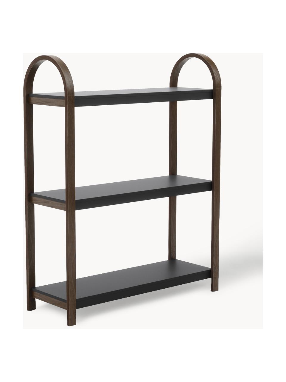 Libreria Bellwood, Struttura: legno, Scaffale: metallo rivestito, Nero, legno scuro, Larg. 72 x Alt. 90 cm