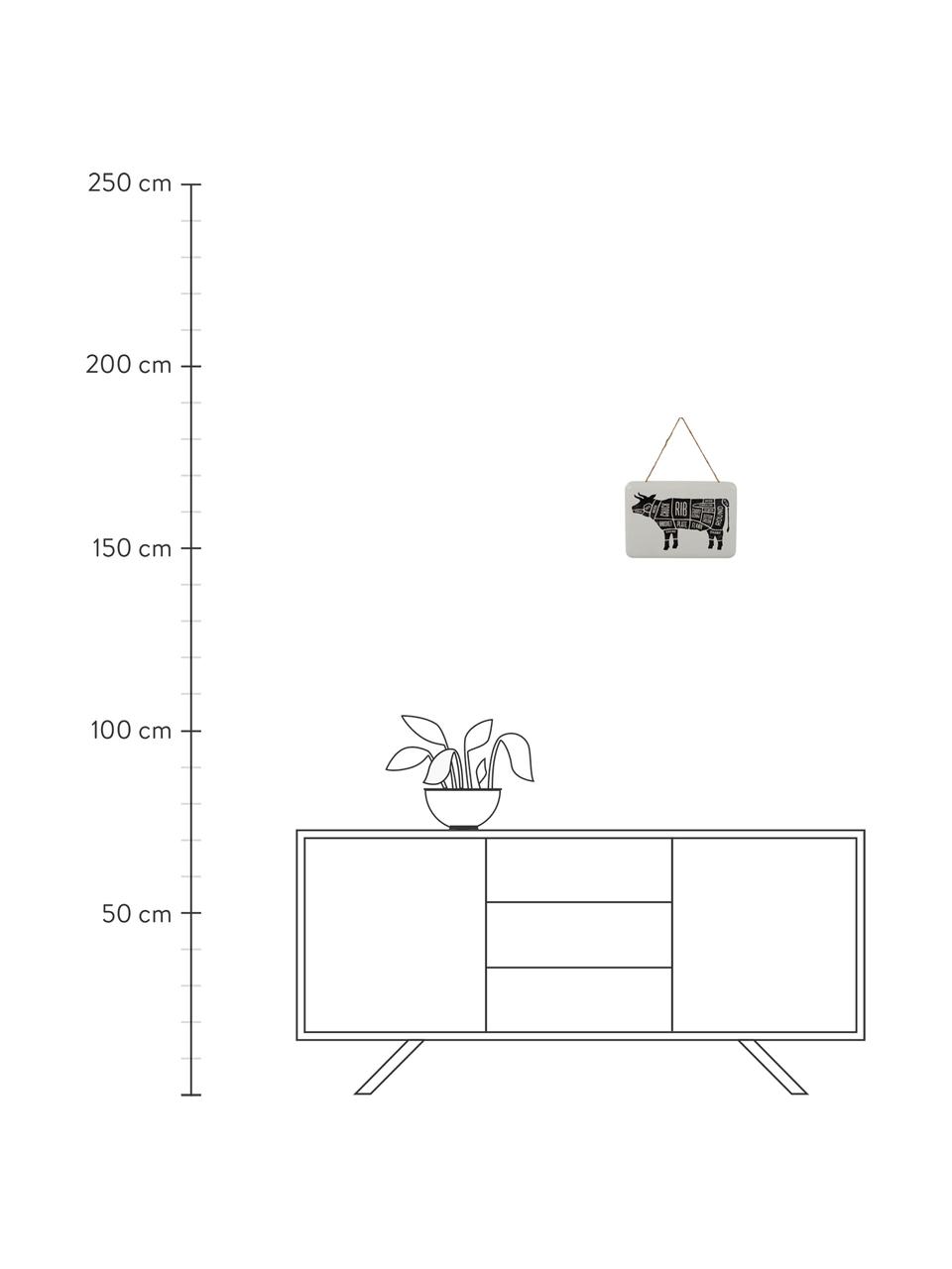 Insegna in metallo Cow, Metallo rivestito, Bianco, nero, Larg. 31 x Alt. 22 cm