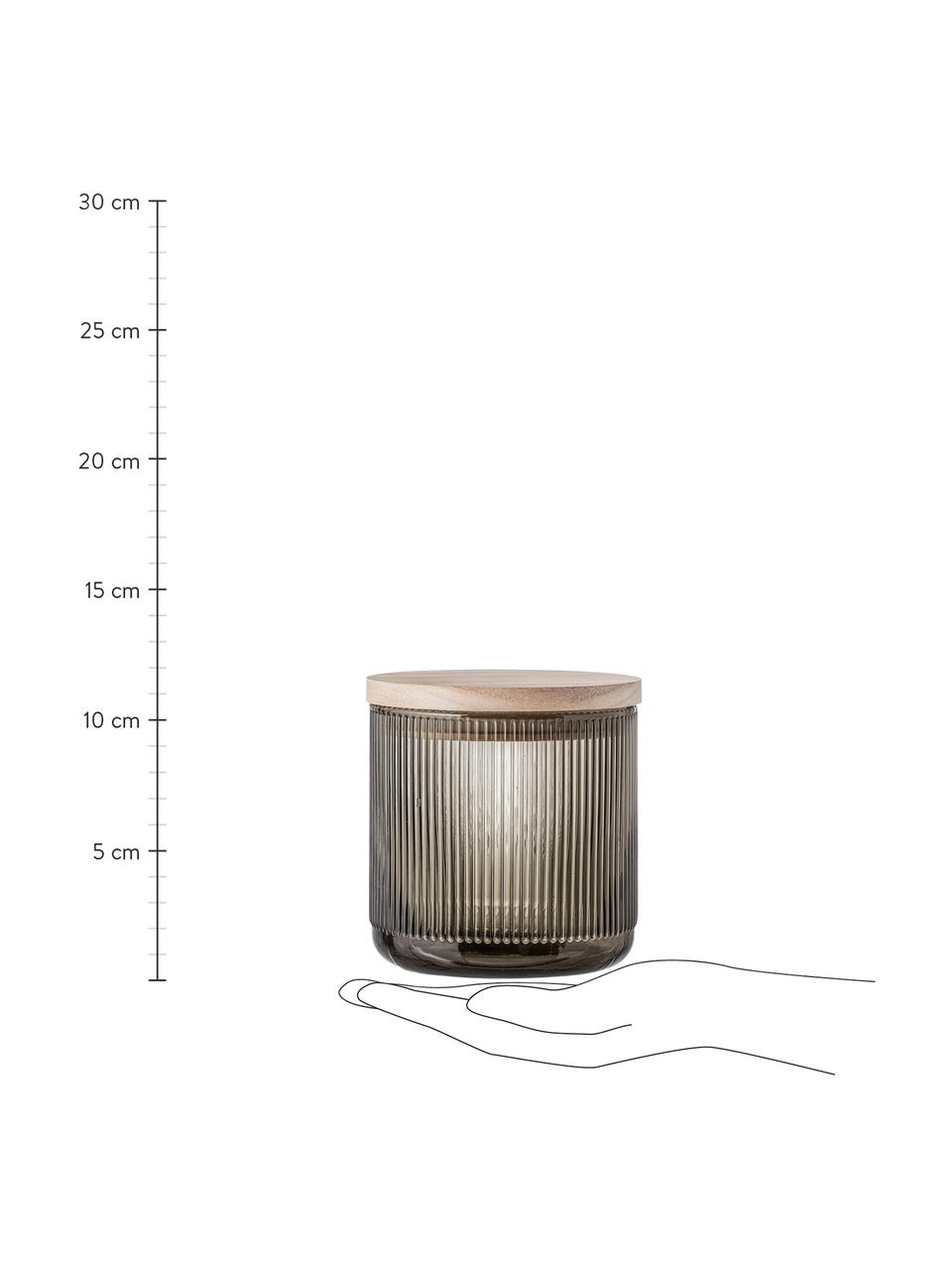 Bocal de conservation à structure rainurée Gianna, Ø  12 x haut. 12 cm, Gris, bois, Ø  12 x haut. 12 cm, 800 ml