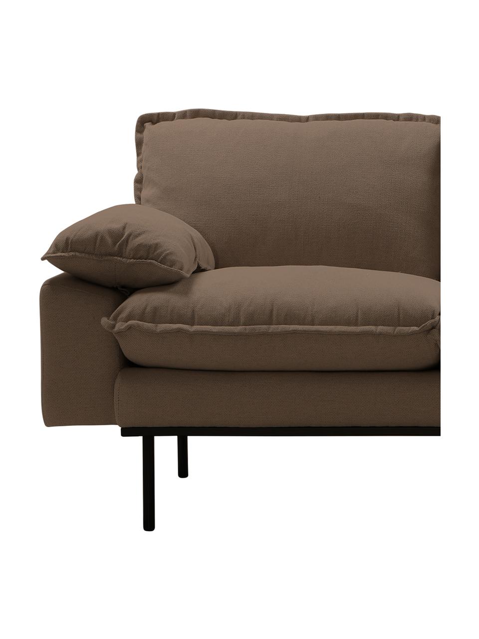 Sofa Magnolia (3-Sitzer) in Braun mit Metall-Füssen, Bezug: 63% Baumwolle, 37% Leinen, Stoff Braun, B 225 x T 94 cm