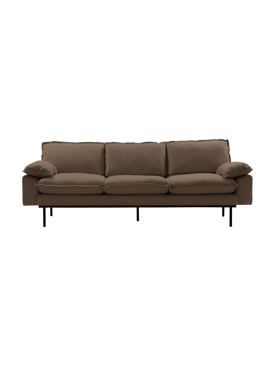 Sofa Magnolia (3-Sitzer) mit Metall-Füßen, Bezug: 63% Baumwolle, 37% Leinen, Füße: Metall, pulverbeschichtet, Stoff Braun, B 225 x T 94 cm