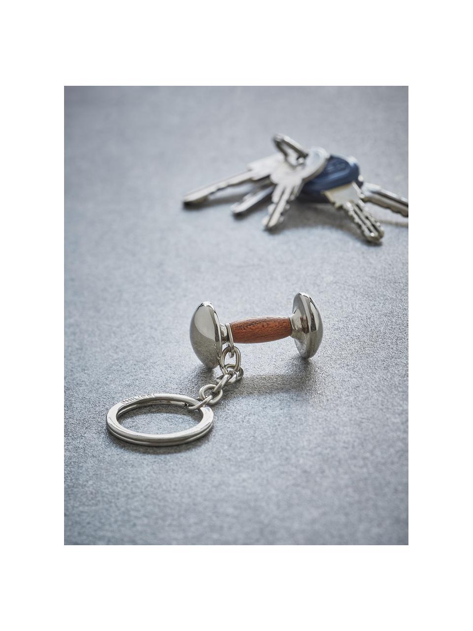 Porte-clés en métal Studio, Métal, enduit, bois, Argenté, bois foncé, larg. 4 x haut. 2 cm