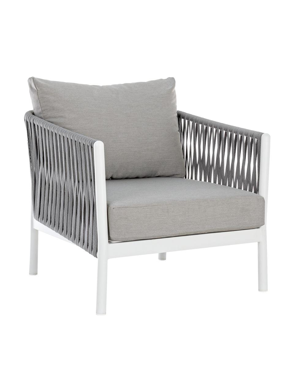 Fauteuil lounge de jardin Florencia, Gris, blanc, larg. 80 x prof. 85 cm