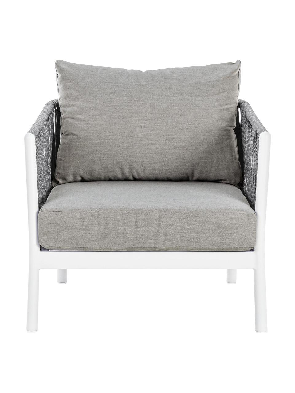 Sillón para exterior Florencia, Estructura: aluminio con pintura en p, Asiento: poliéster, Gris, blanco, An 80 x F 85 cm