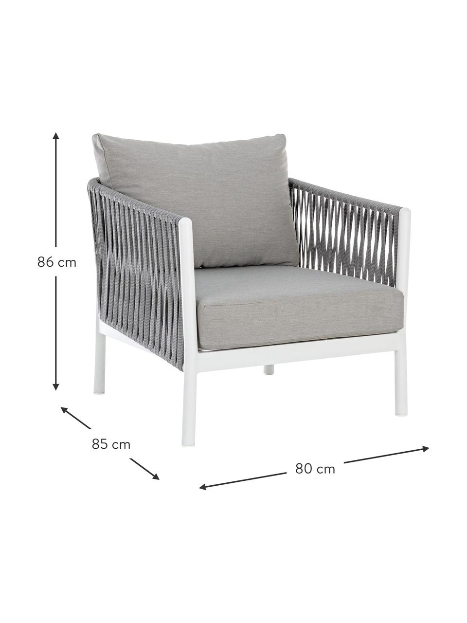 Fauteuil lounge de jardin Florencia, Gris, blanc, larg. 80 x prof. 85 cm