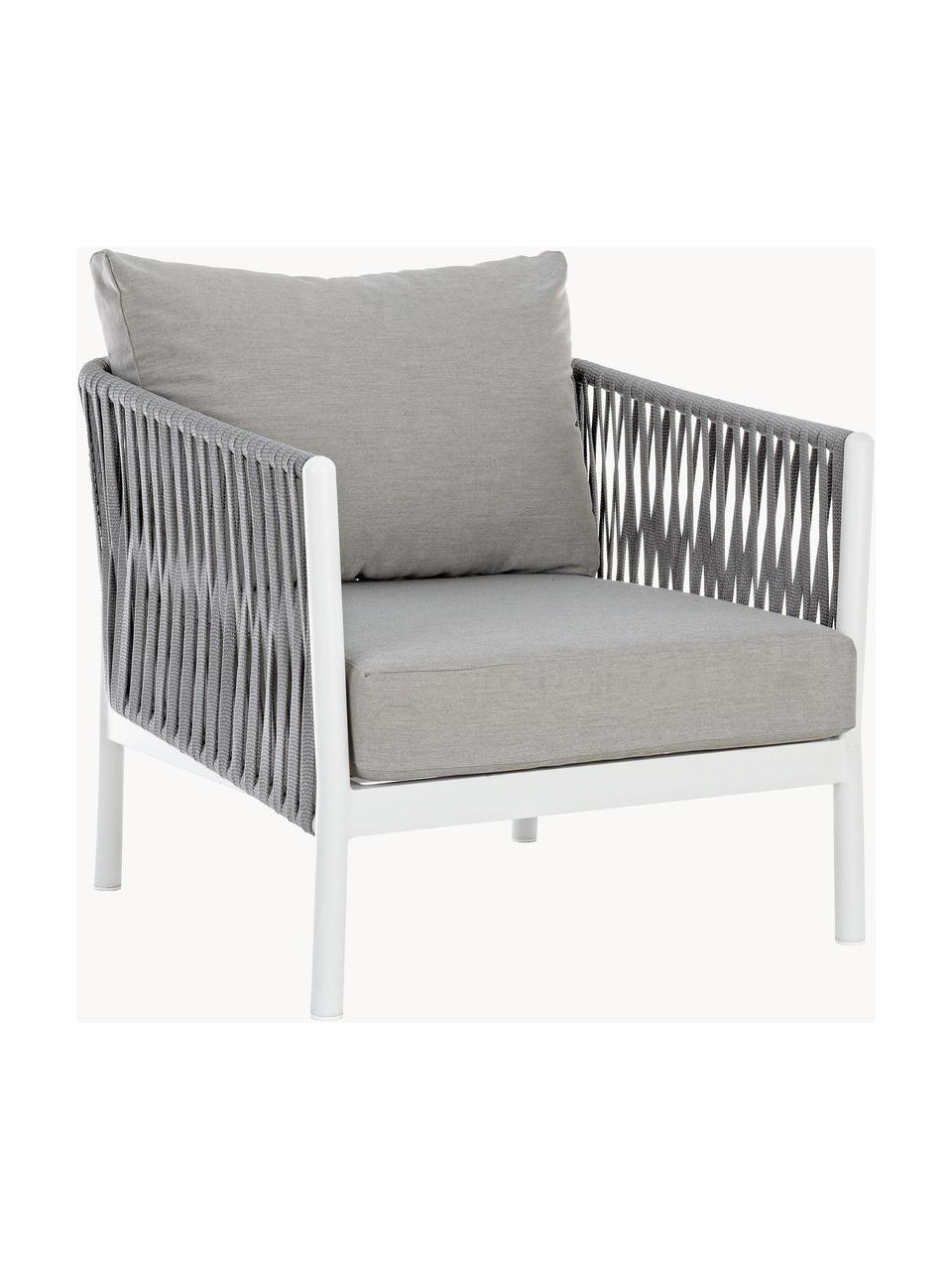 Fauteuil lounge de jardin Florencia, Tissu gris, blanc, larg. 80 x prof. 85 cm