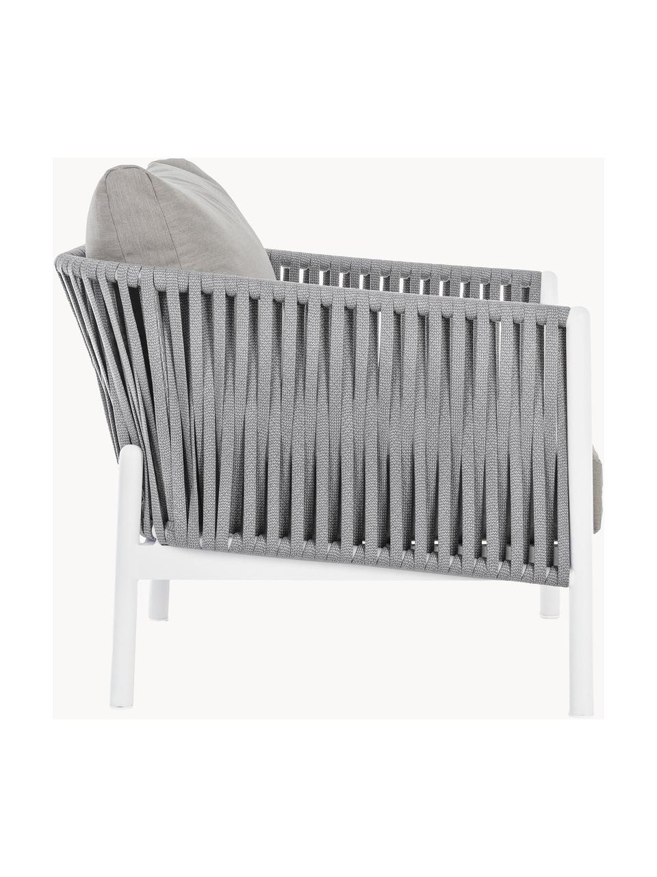 Fotel ogrodowy Florencia, Stelaż: aluminium malowane proszk, Szara tkanina, biały, S 80 x G 85 cm