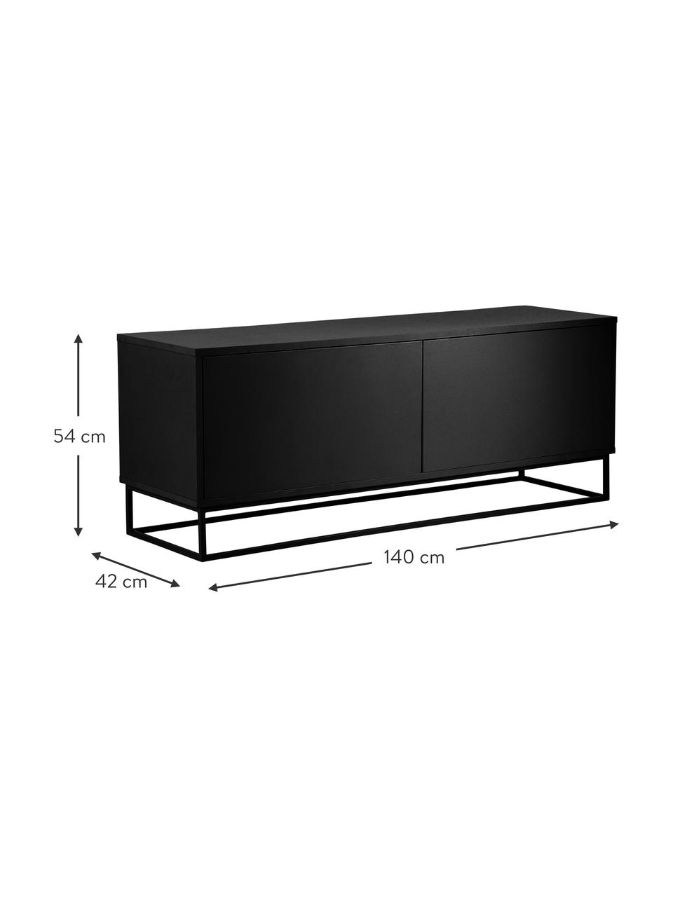 TV-konzolový stolík Lyckeby, Čierna, Š 140 x V 54 cm