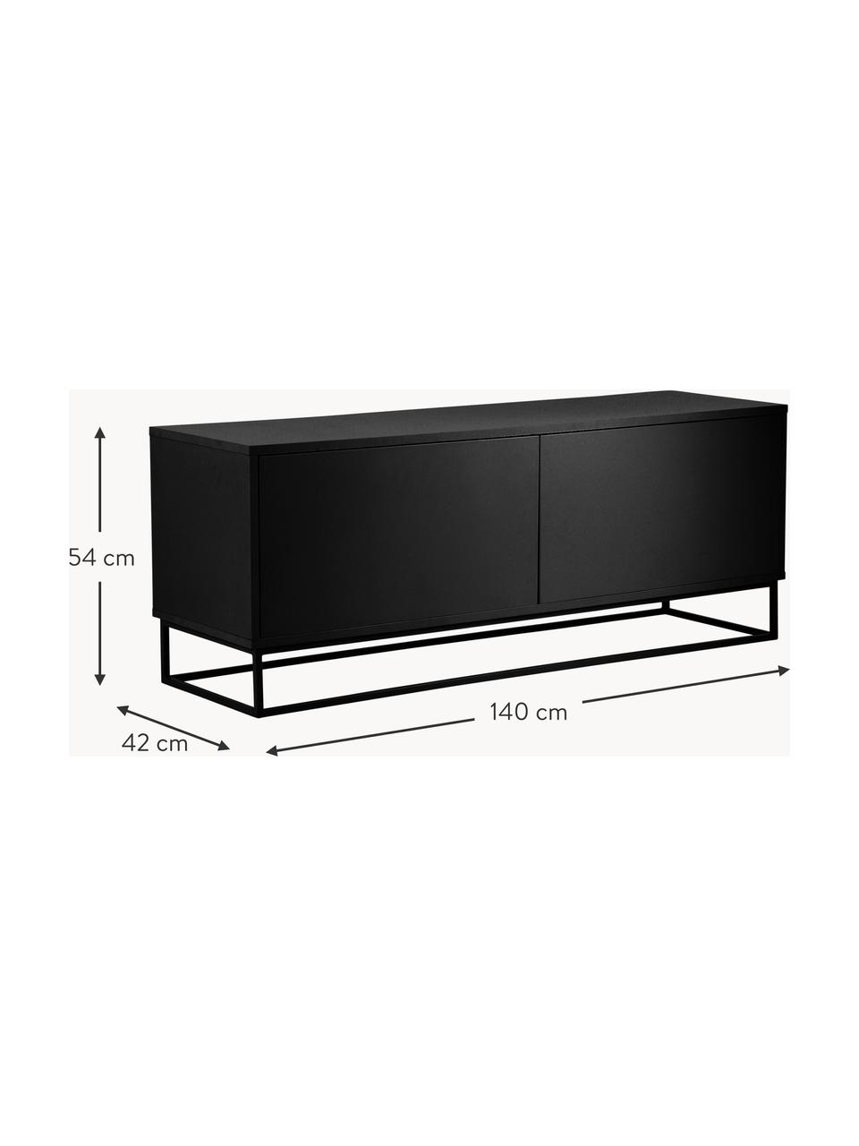 Tv-meubel Lyckeby, Poten: metaal, gecoat, Zwart, B 140 x H 54 cm