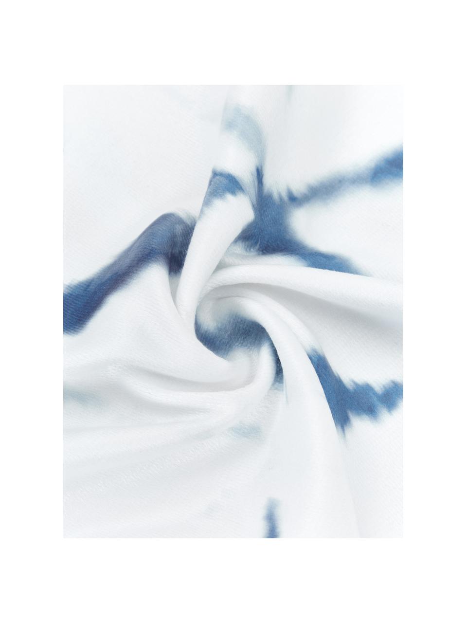 Telo mare leggero con motivo batik Shibori, 55% poliestere, 45% cotone, qualità molto leggera 340 g/m², Bianco, blu, Larg. 70 x Lung. 150 cm