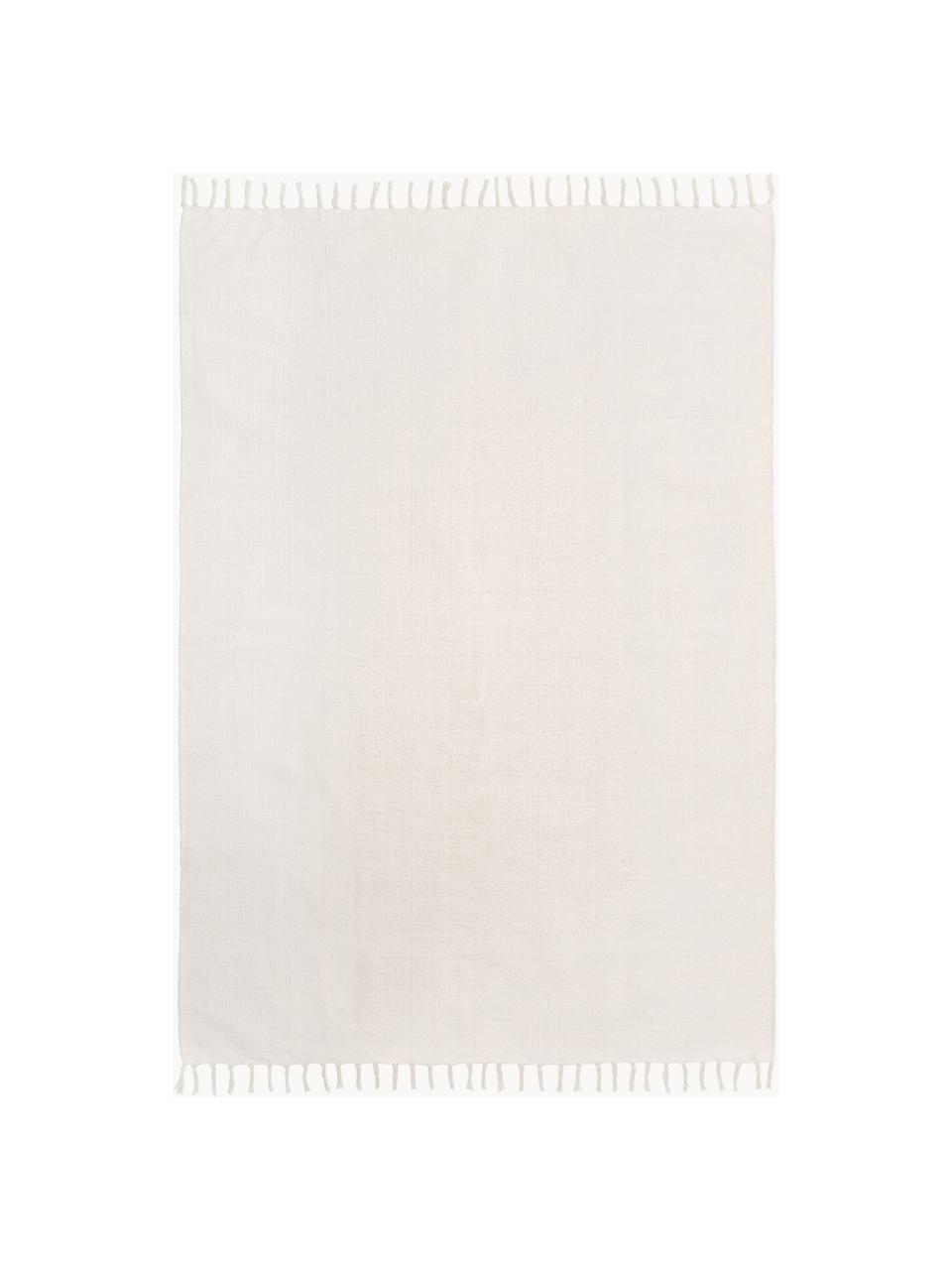 Tapis fin en coton tissé main Agneta, 100 % coton, Blanc crème, larg. 200 x long. 300 cm (taille L)