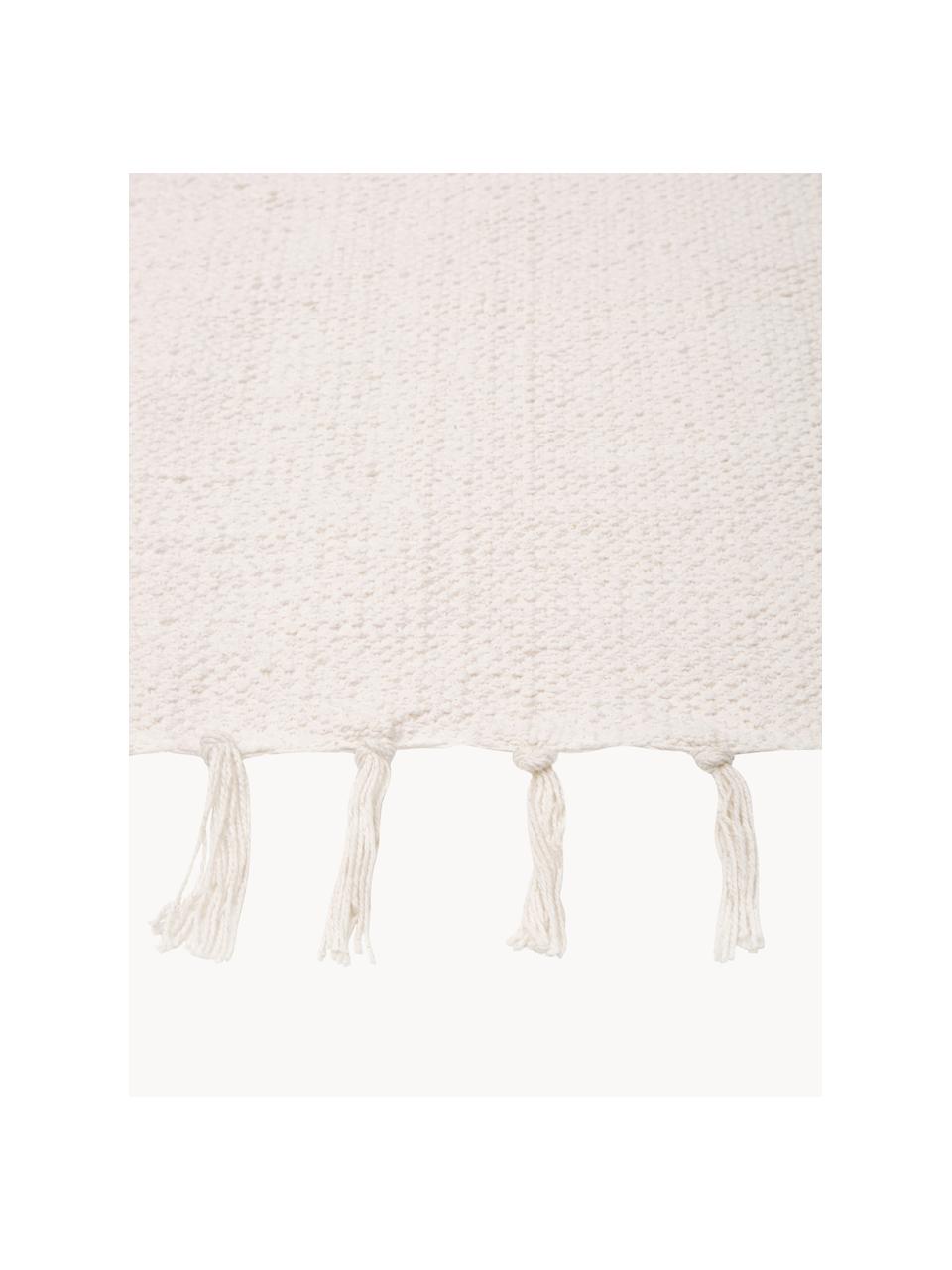 Tapis fin en coton tissé main Agneta, 100 % coton, Blanc crème, larg. 200 x long. 300 cm (taille L)