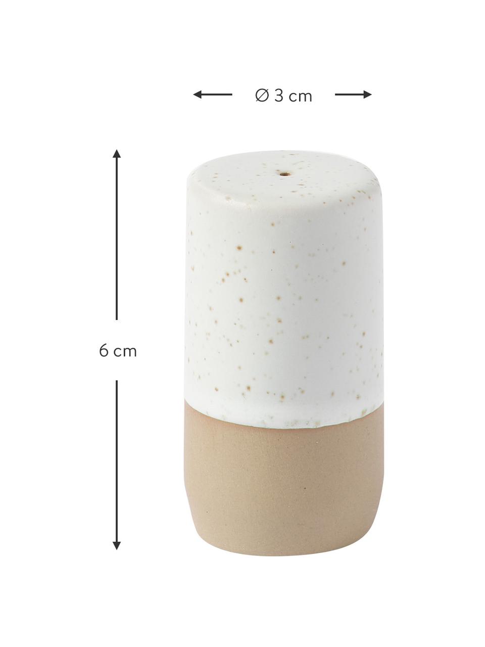 Komplet solniczki i pieprzniczki Caja, 2 elem., Kamionka, Beżowy, kremowobiały, Ø 3 cm, W 6 cm