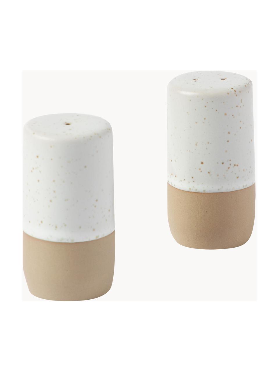 Salero y pimentero Caja, 2 uds., Gres, Off White, beige, Ø 3 x Al 6 cm