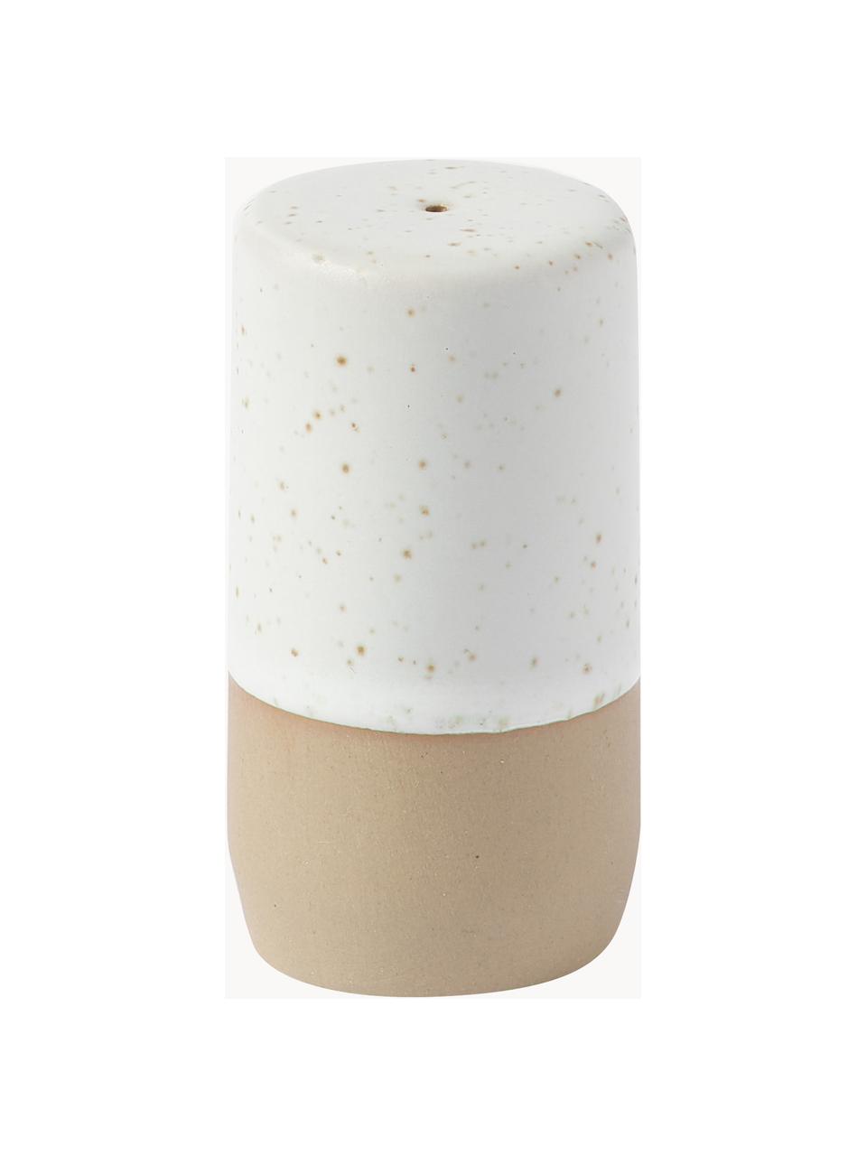 Zout- en peperstrooier Caja, set van 2, Keramiek, Gebroken wit, beige, Ø 3 cm, H 6 cm