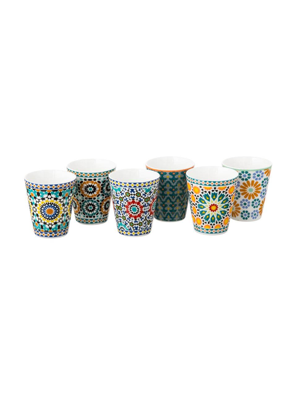 Ensemble de mugs à espresso Bisanzio, 6 élém., Porcelaine New Bone China, Intérieur : blanc ivoire Extérieur : multicolore, Ø 6 x haut. 6 cm