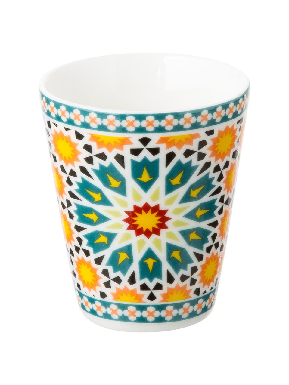 Ensemble de mugs à espresso Bisanzio, 6 élém., Porcelaine New Bone China, Intérieur : blanc ivoire Extérieur : multicolore, Ø 6 x haut. 6 cm