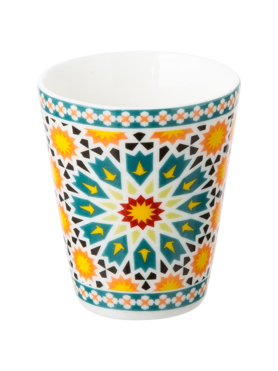 Set de tazas de café Bisanzio, 6 pzas., Porcelana New Bone, Interior: marfil Exterior: multicolor, Ø 6 x Al 6 cm