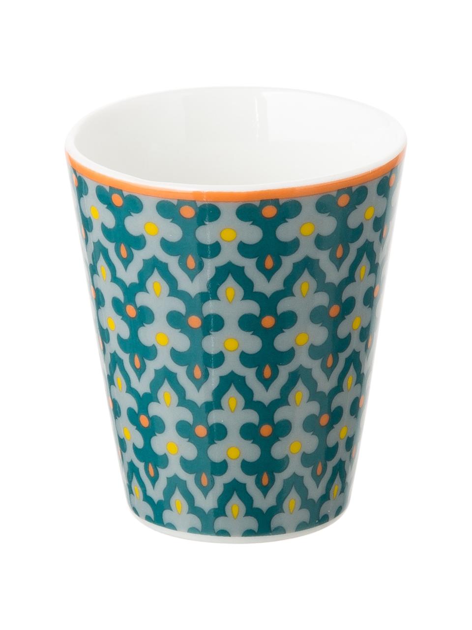 Set de tazas de café Bisanzio, 6 pzas., Porcelana New Bone, Interior: marfil Exterior: multicolor, Ø 6 x Al 6 cm