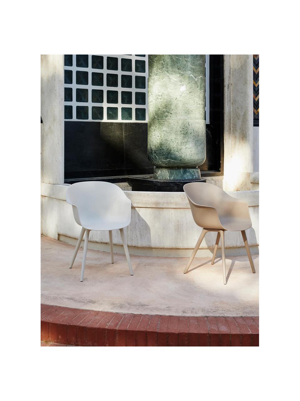 Sedia con braccioli da giardino Bat, Plastica resistente alle intemperie, Bianco opaco, Larg. 61 x Prof. 57 cm