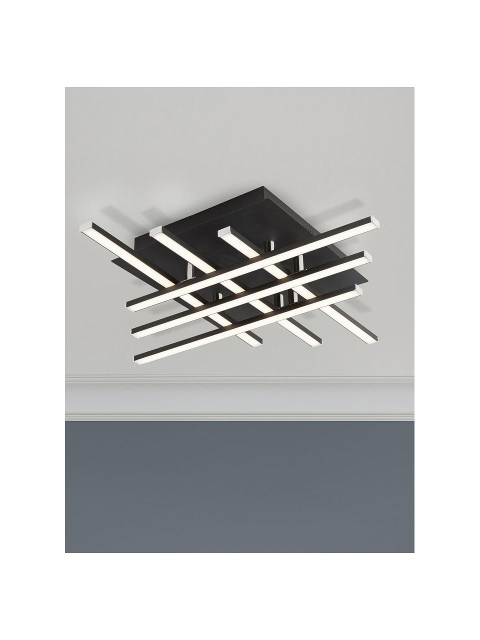 Dimmbare LED-Deckenleuchte Matrix, Lampenschirm: Aluminium, beschichtet, Baldachin: Metall, beschichtet, Schwarz, matt, Weiß, 46 x 9 cm