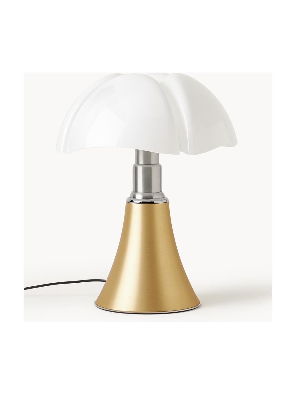 Grote dimbare LED tafellamp Pipistrello, in hoogte verstelbaar, Mat goudkleurig, Ø 40 x H 50-62 cm