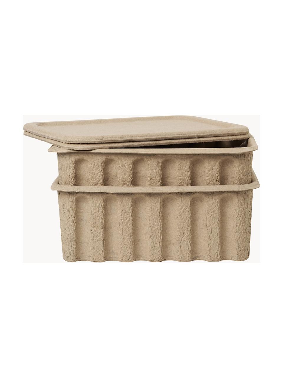 Skladovací boxy z papírové buničiny Pulp, D 30 cm, 2 ks, Papírová buničina, Béžová, Š 40 cm, H 30 cm