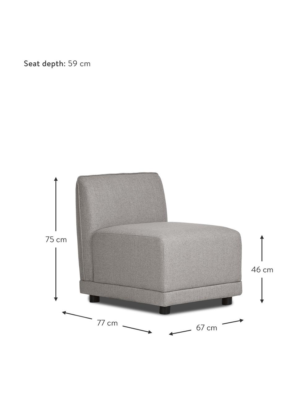 Middelste module Ari in grijs, Bekleding: 100% polyester, Frame: massief hout, multiplex, Poten: kunststof, Geweven stof grijs, B 67 x D 77 cm