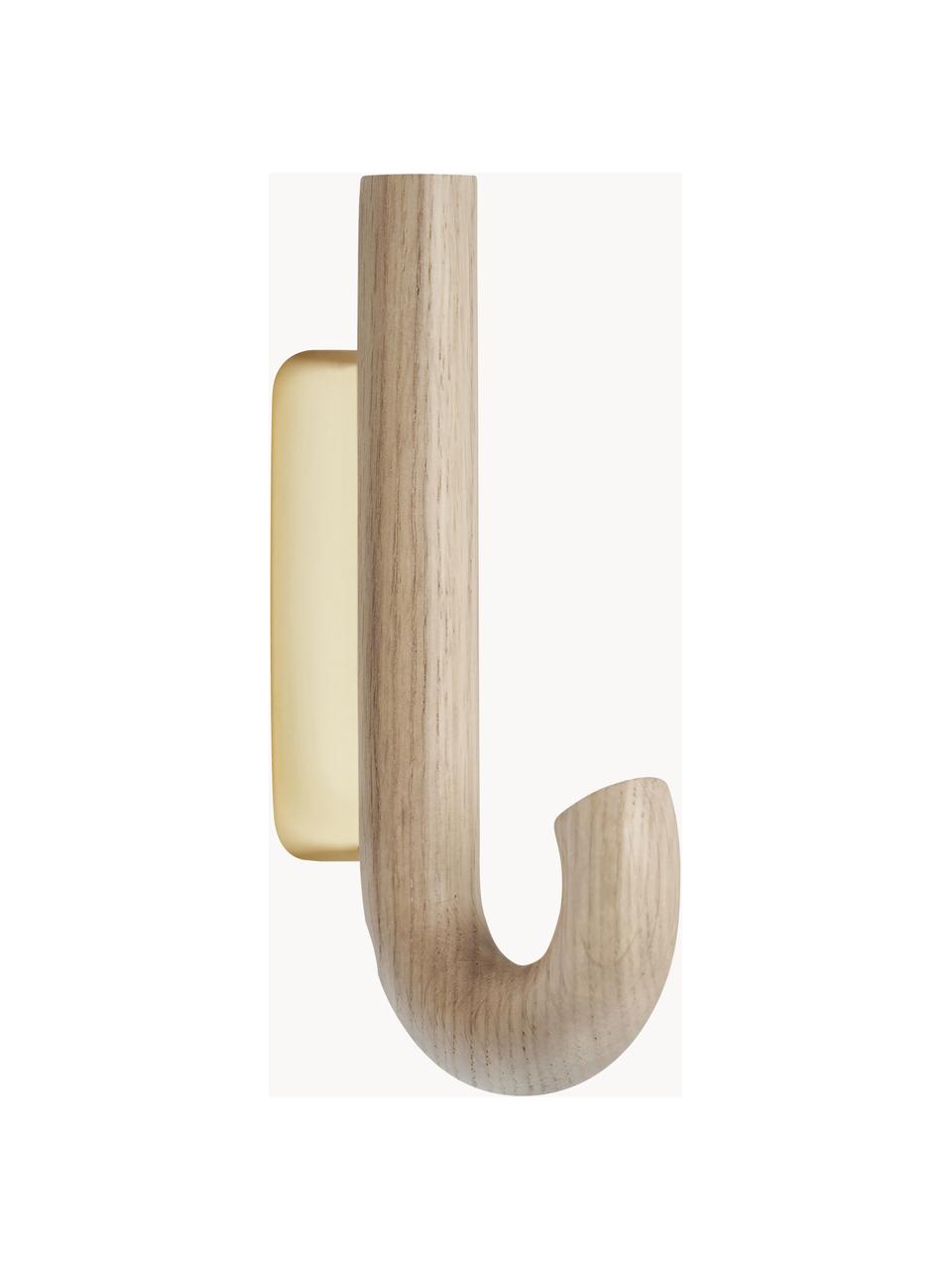 Colgador de madera de roble Umbrella, tamaños diferentes, Anclaje: acero recubierto, Madera de roble, dorado, An 6 x Al 13 cm