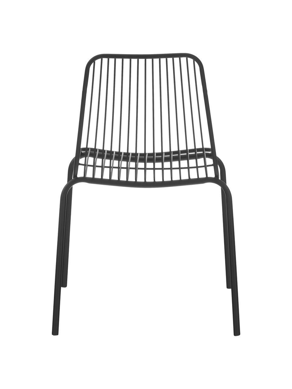 Krzesło ogrodowe z metalu Tirana, 2 szt., Metal malowany proszkowo, Czarny, S 56 x G 54 cm