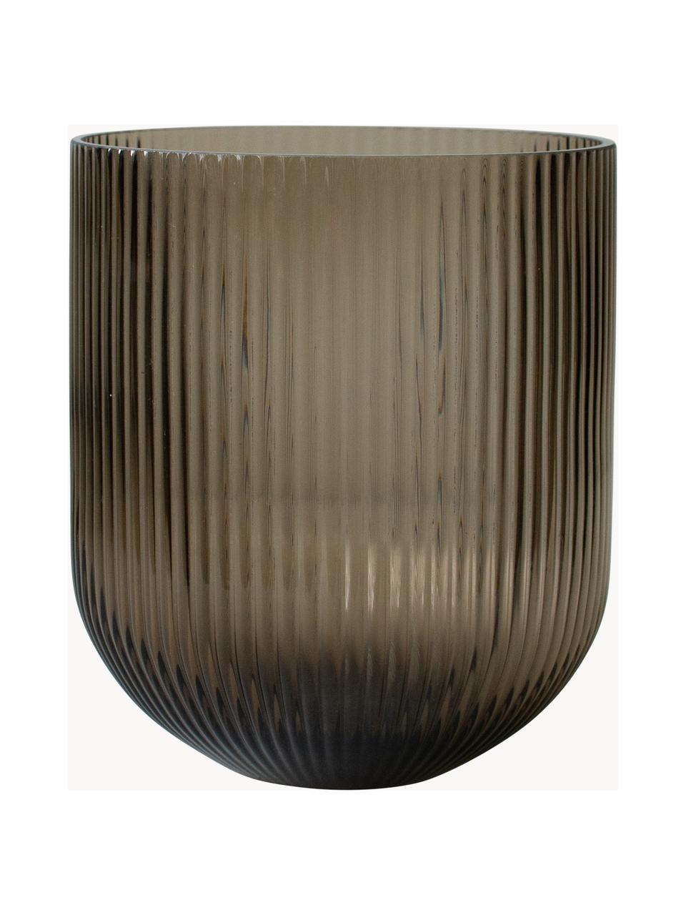 Vase en verre Simple Stripe, haut. 22 cm, Verre, Grège, translucide, Ø 19 x haut. 22 cm