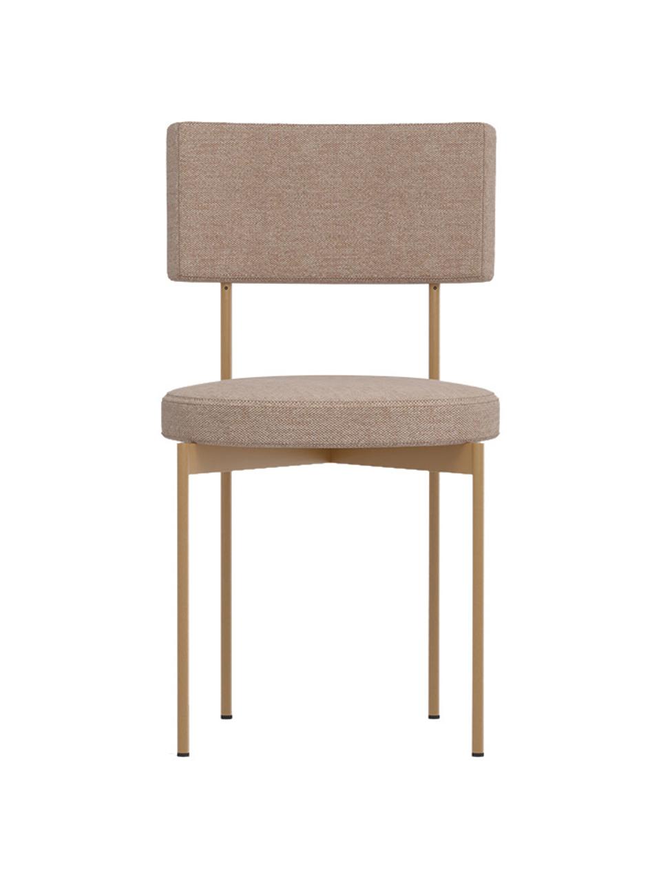Polsterstuhl Sedia mit Metall-Gestell, Bezug: 75 % Wolle, 25 % Leinen, Gestell: Metall, pulverbeschichtet, Stoff Beige, B 46 x T 54 cm