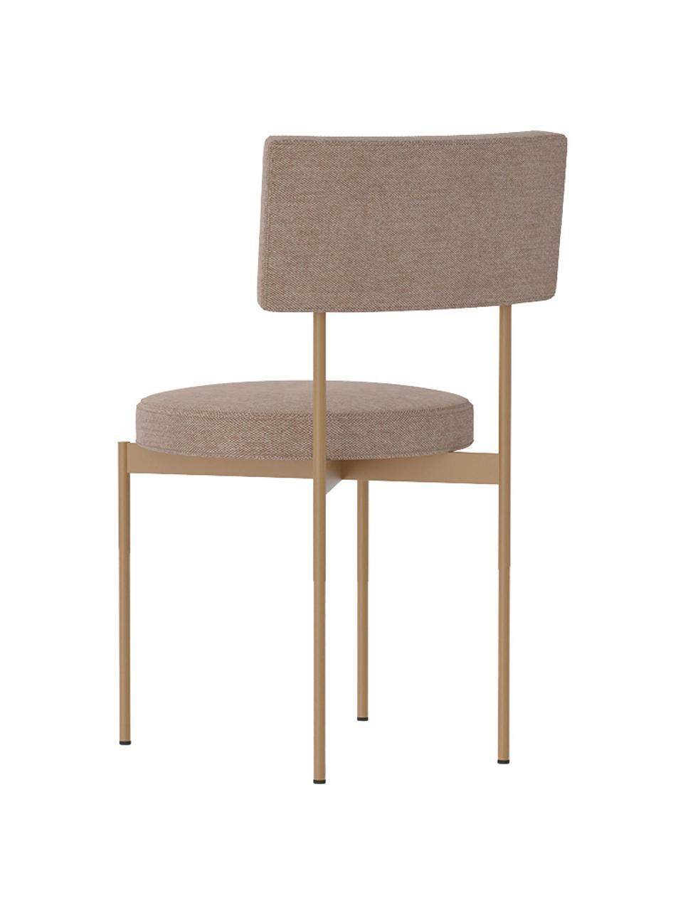 Chaise rembourrée structure en métal Sedia, Tissu beige, larg. 46 x prof. 54 cm