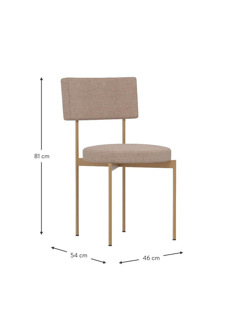 Chaise rembourrée structure en métal Sedia, Tissu beige, larg. 46 x prof. 54 cm