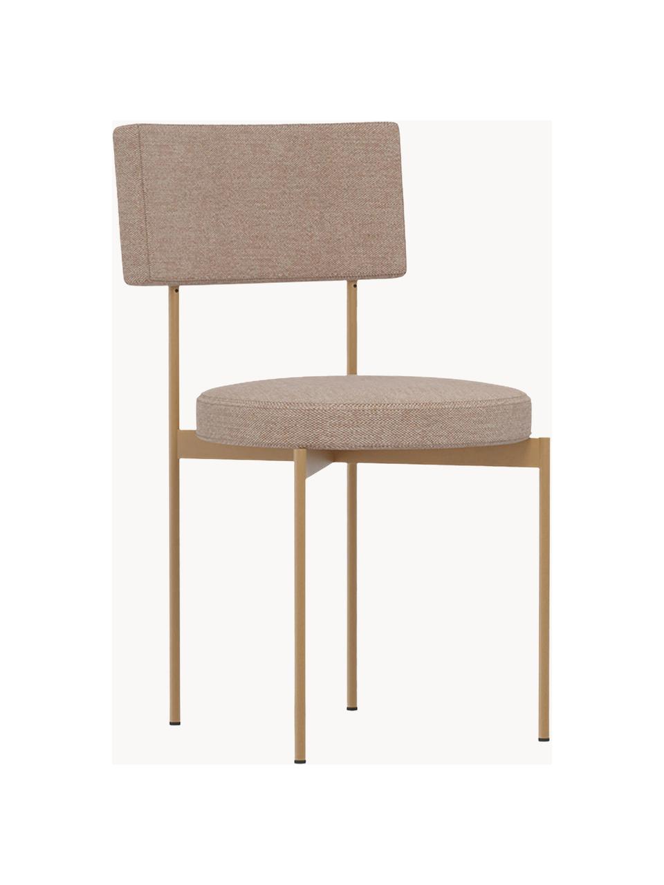 Gestoffeerde stoel Sedia, Bekleding: 75% wol, 25% linnen, Frame: gepoedercoat metaal, Geweven stof beige, lichtbruin, B 46 x D 54 cm