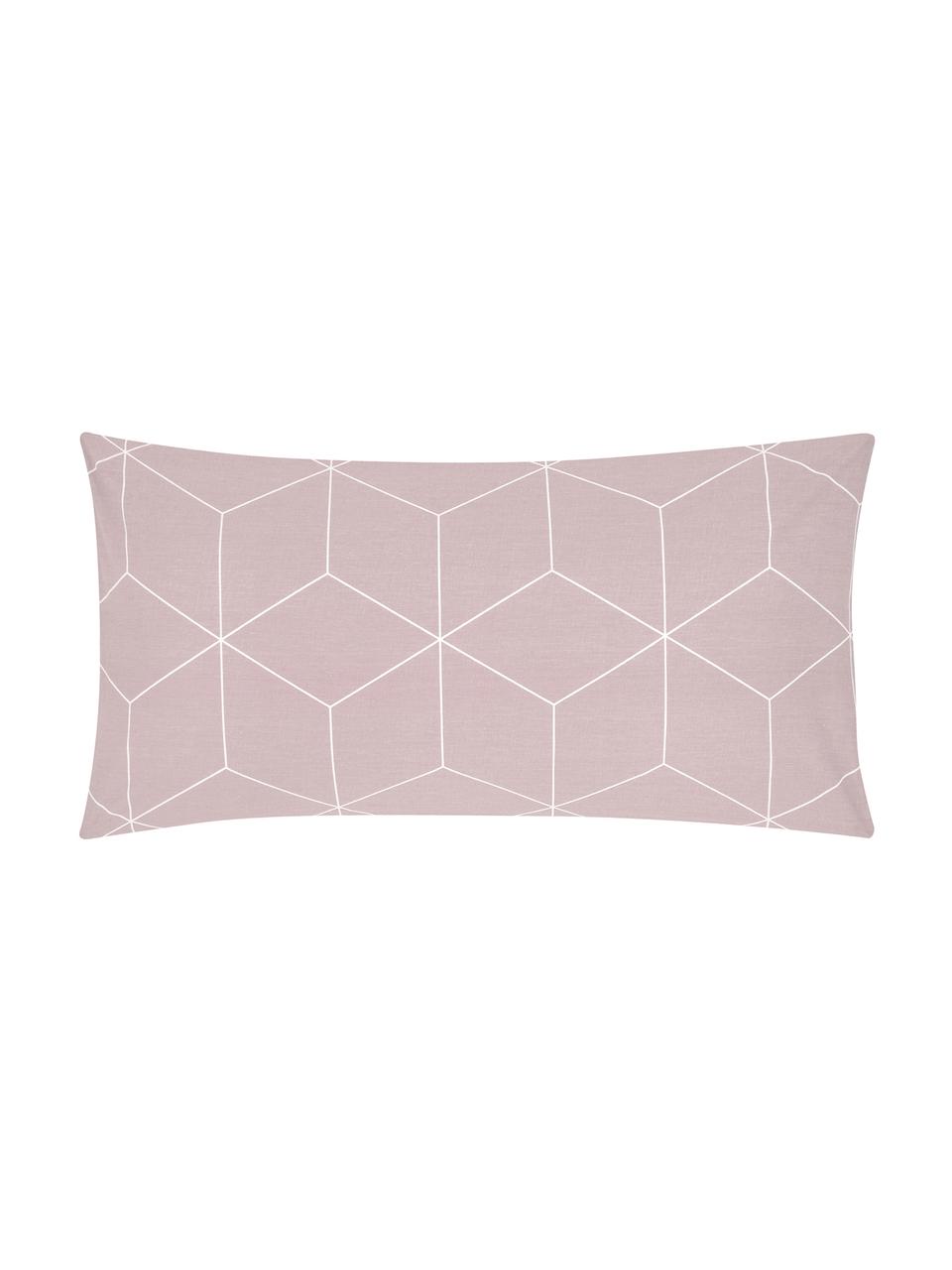 Funda de almohada de algodón Lynn, 45 x 85 cm, Rosa palo, blanco crema, An 45 x L 85 cm