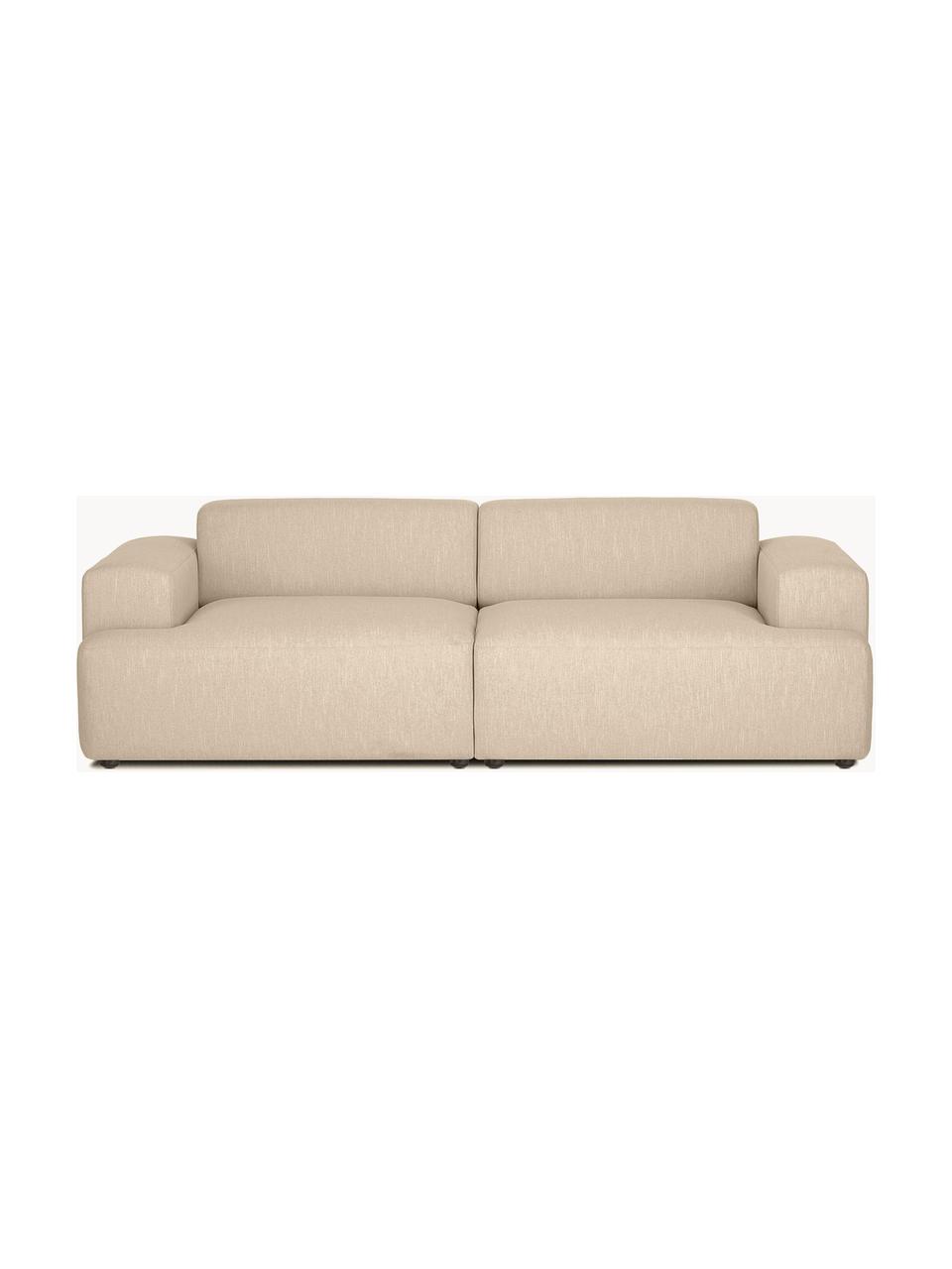 Sofa Melva (3-osobowa), Tapicerka: 100% poliester Dzięki tka, Stelaż: lite drewno sosnowe, cert, Nogi: tworzywo sztuczne, Beżowa tkanina, S 238 x G 101 cm