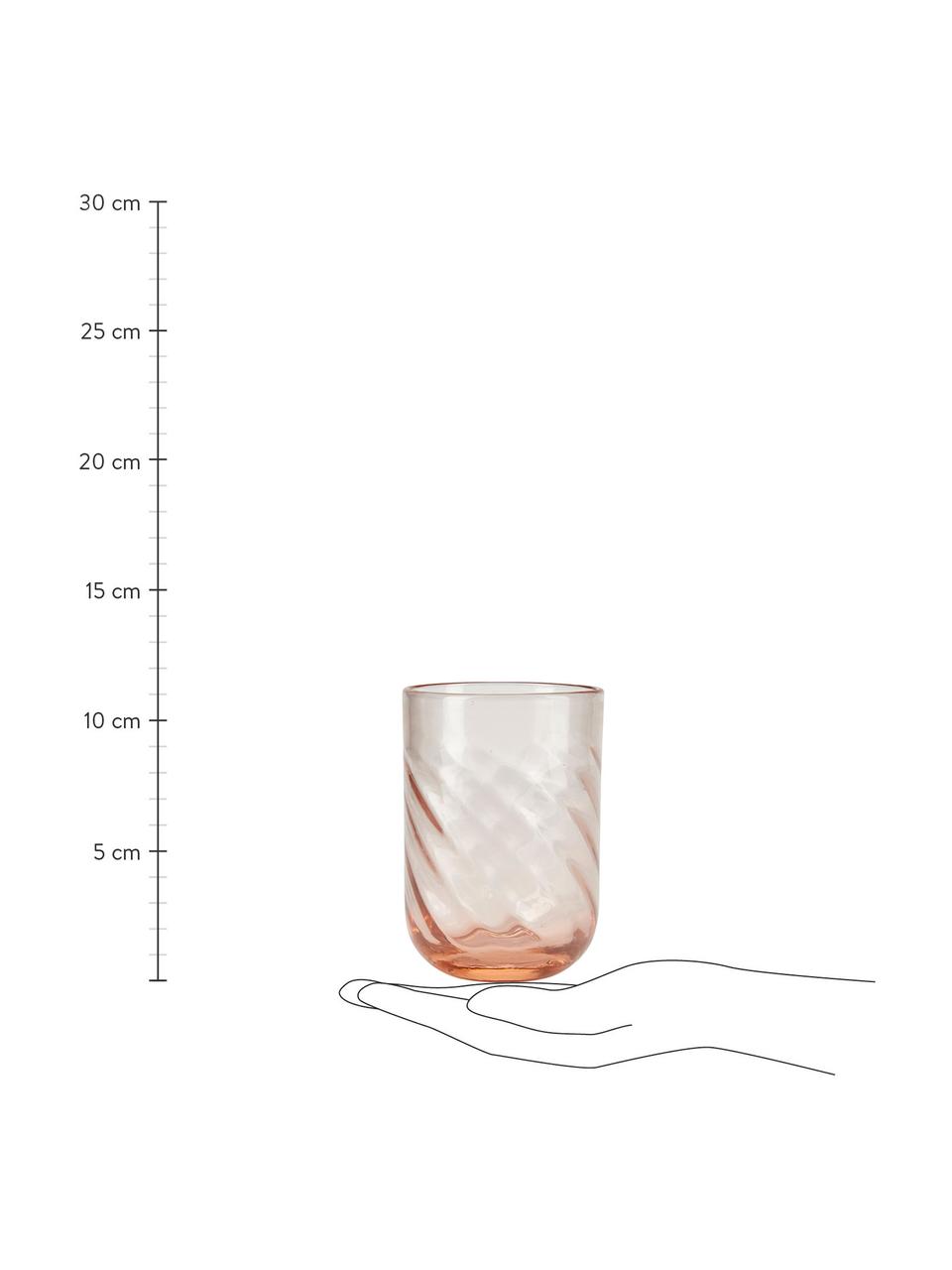 Bicchiere acqua rosa Twist 6 pz, Vetro, Rosa trasparente, Ø 8 x Alt. 11 cm, 300 ml