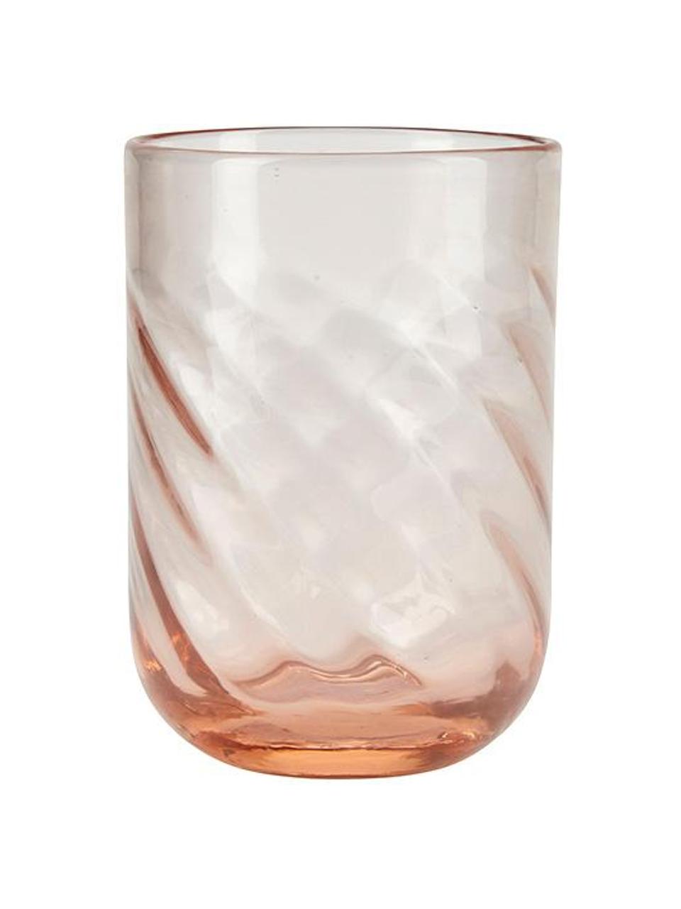 Wassergläser Twist, 4 Stück, Glas, Rosa, Ø 8 x H 11 cm, 300 ml