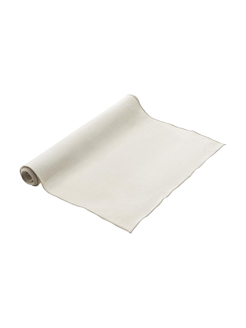 Chemin de table en lin avec passepoil Kennedy, 100 % lin lavé, certifié European Flax, Beige, larg. 40 x long. 150 cm