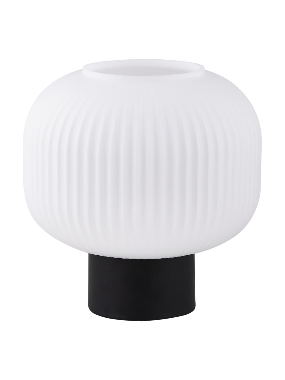 Petite lampe de chevet scandi Charles, Blanc opalescent, noir, Ø 20 x haut. 20 cm