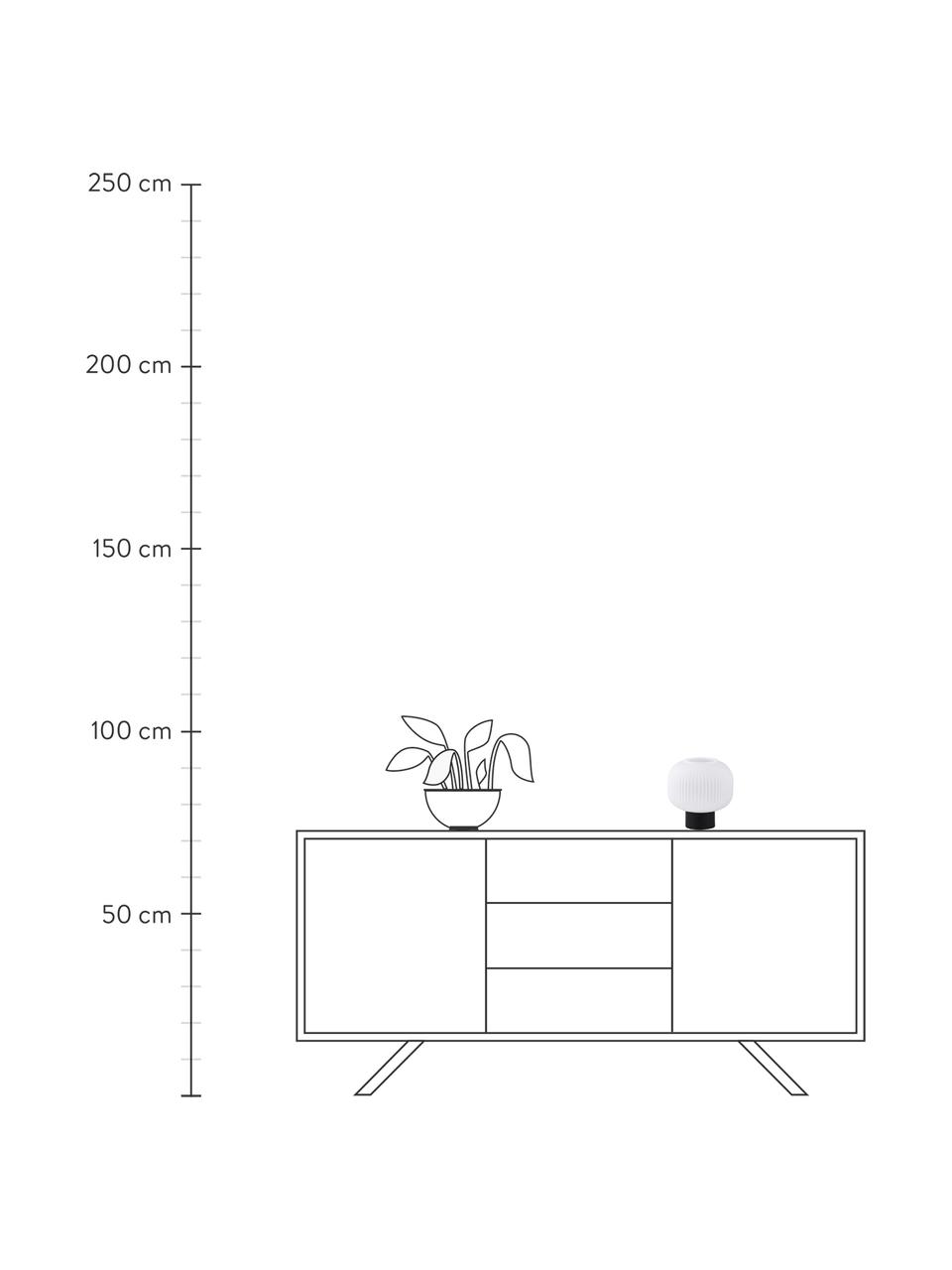 Petite lampe de chevet scandi Charles, Blanc opalescent, noir, Ø 20 x haut. 20 cm