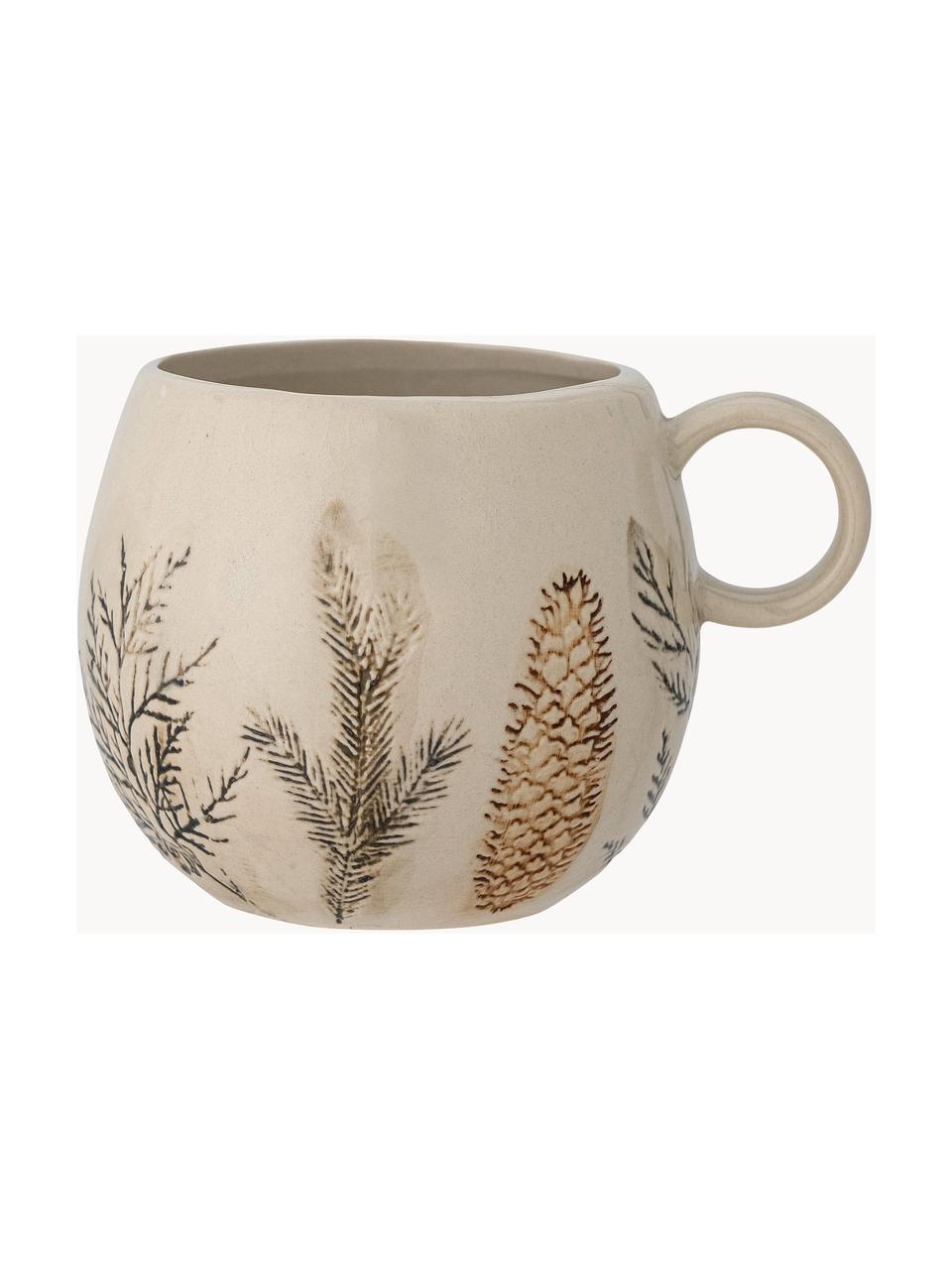 Tasses en grès cérame Hollie, 2 pièces, Grès cérame, Beige, vert, brun, Ø 10 x haut. 9 cm, 450 ml