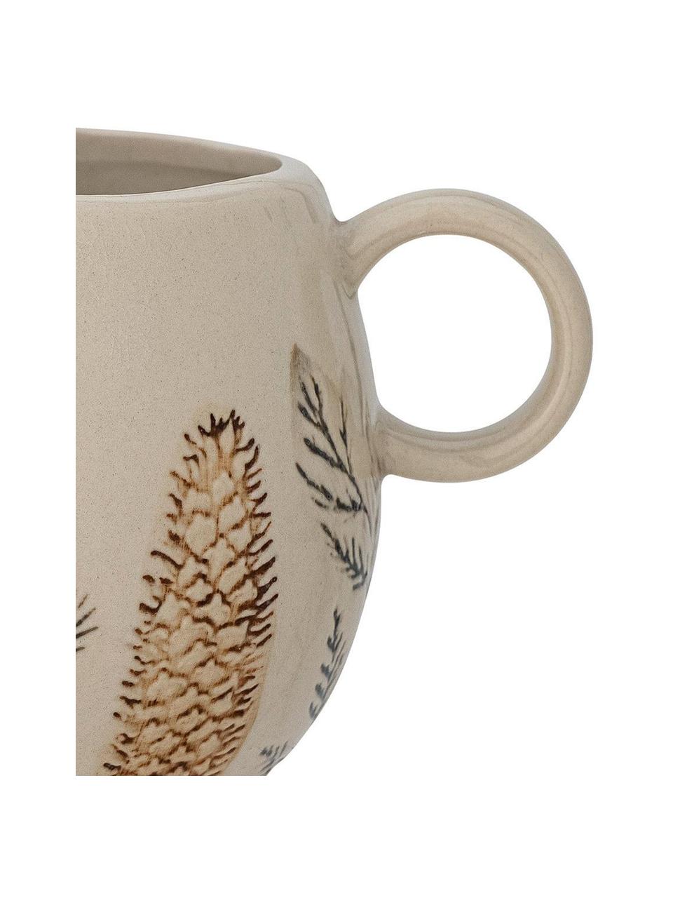 Tazas de gres Hollie, 2 uds., Cerámica de gres, Beige, verde, marrón, Ø 10 x Al 9 cm, 450 ml
