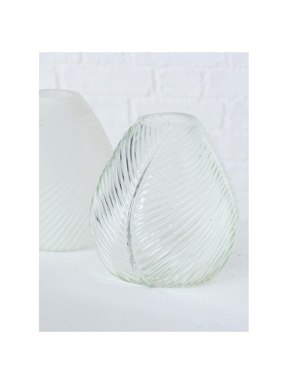 Glazen vazenset Lewin, 2-delig, Glas, Wit, transparant, Ø 14 x H 15 cm