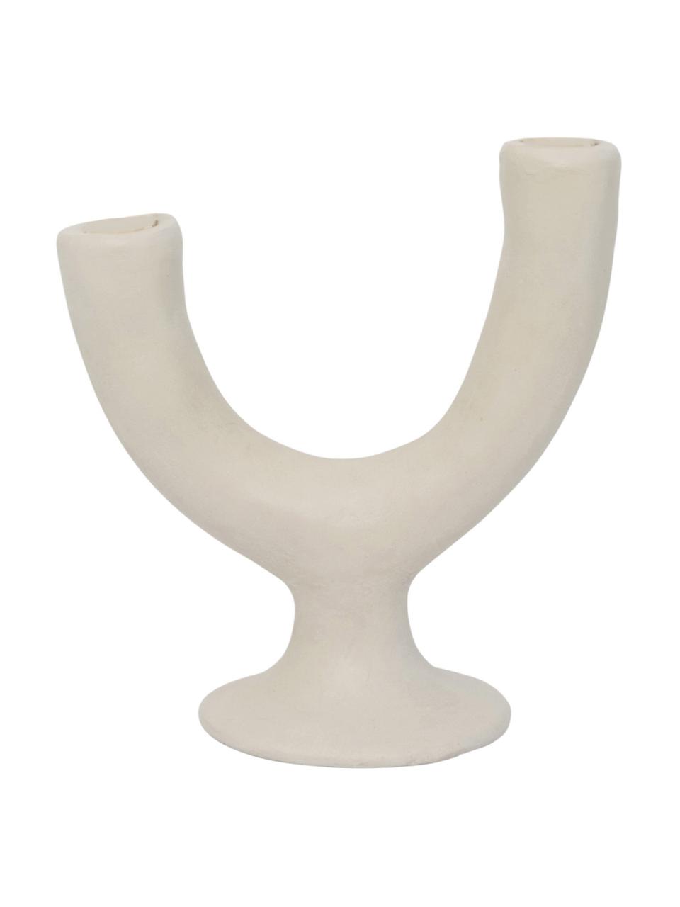 Candelabro bianco crema fatto a mano Two Arms, Ecomix
Ecomix è una miscela ecologica di polpa di carta riciclata, gomma naturale e polvere di gesso, Bianco crema opaco, Larg. 17 x Alt. 18 cm