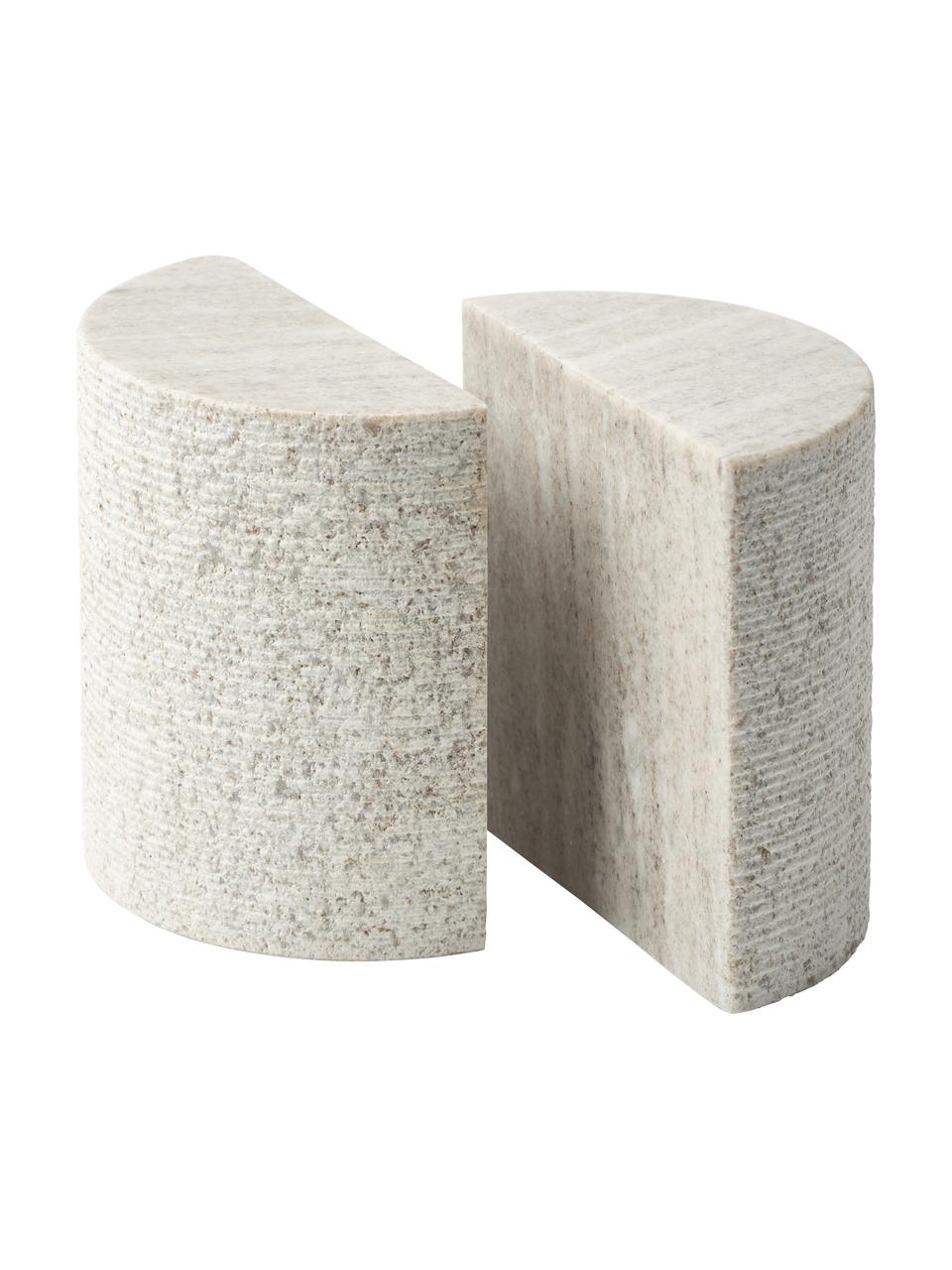 Marmeren boekensteun Nile, 2 stuks, Marmer, Beige, gemarmerd, B 13 x H 13 cm