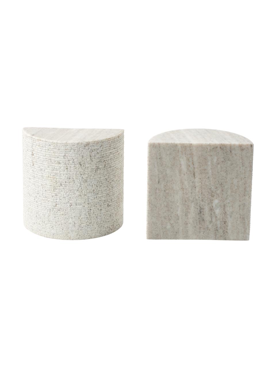 Marmor-Buchstützen Nile, 2 Stück, Marmor, Beige, marmoriert, B 13 x H 13 cm