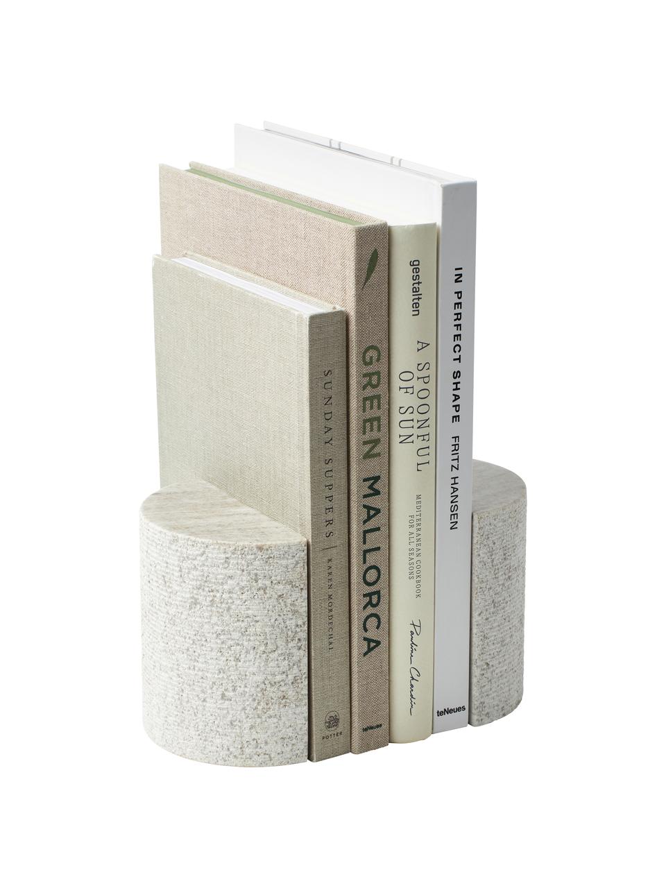 Serre-livres en marbre Nile, 2 pièces, Marbre, Beige, marbré, larg. 13 x haut. 13 cm
