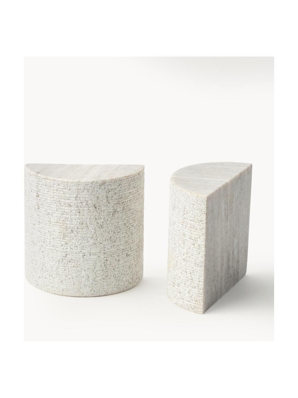 Marmor-Buchstützen Nile, 2 Stück, Marmor, Greige, marmoriert, B 13 x H 13 cm